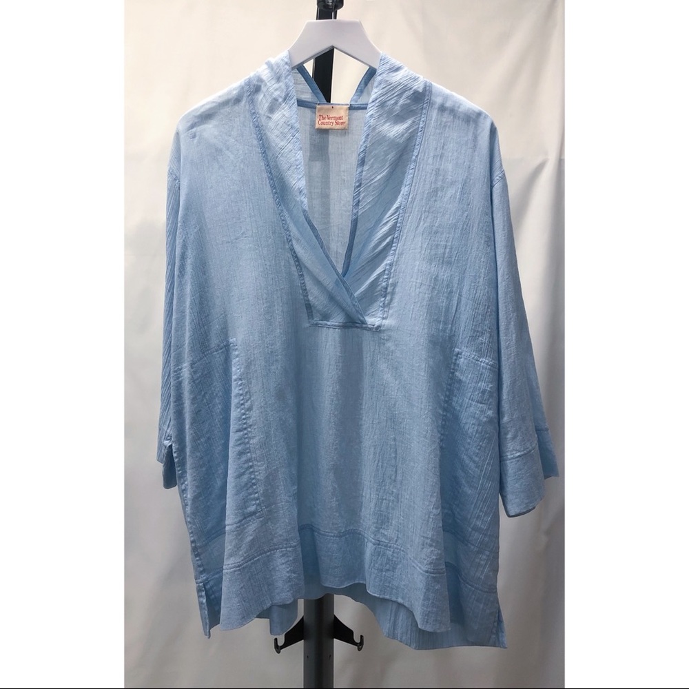 The Vermont Country Store Blue Cotton Blouse - Picture 6 of 16